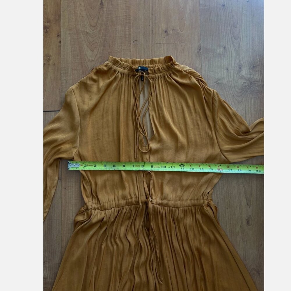 Maje Rouge Drawstring Split Neck Shirred Midi Dre… - image 7